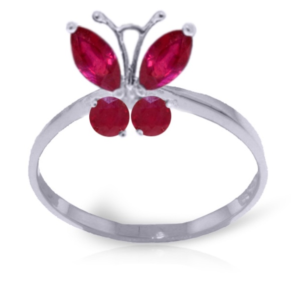 GOLD BUTTERFLY RING WITH NATURAL RUBIES